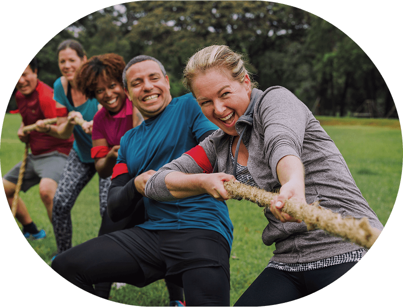 Team Building game of tug of war